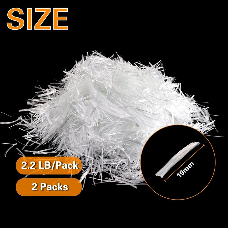 ZENFUN 4.4 Lb Fiberglass for Concrete Cement, 3/4"(19mm) Length Fiberglass Chop Strands for Mortar Concrete Reinforcement, Fiber Additive White Fiber Glass for Building Walls Garden Floor - Image 2